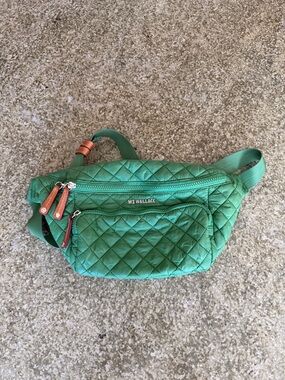 MZ Wallace Green Quilted Metro Sling Belt Bag